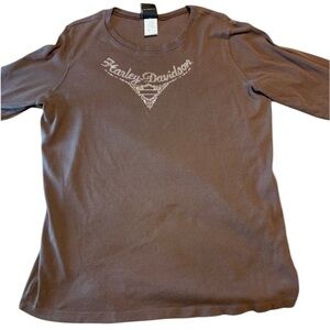 Harley Davidson - Womens 2x - Chocolate Kiss Brown Long Sleeve